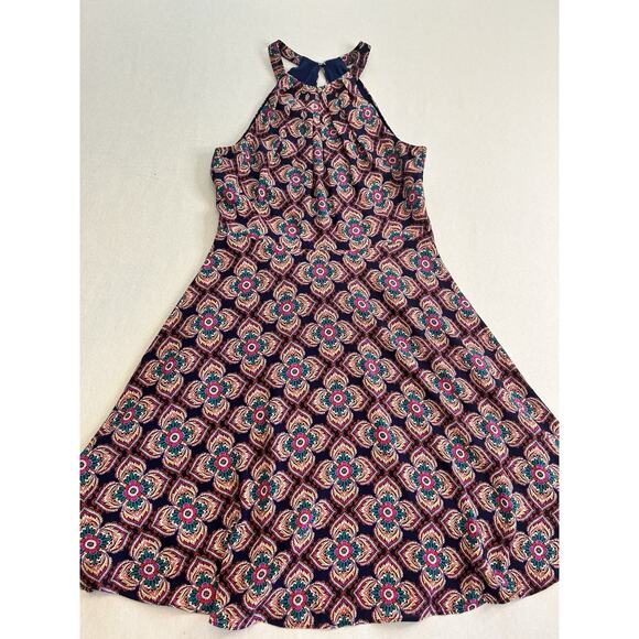 Express‎ Women's Navy Size 2 Halter Floral Print Mini Dress RN55285 EUC - Picture 1 of 12